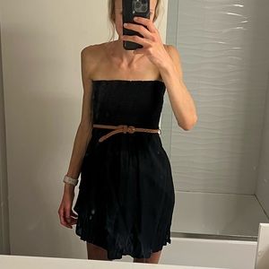 Fulltilt Cute Black Dress with Brown Belt